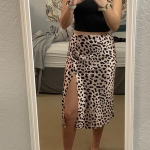 Princess Polly MIDI Satin skirt-cheetah